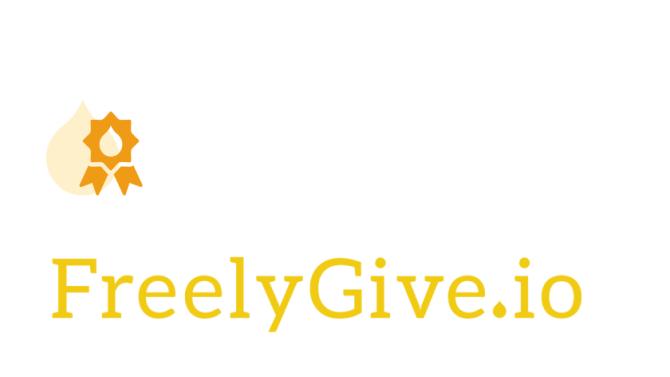 Stylized award graphic with the FreelyGive logo